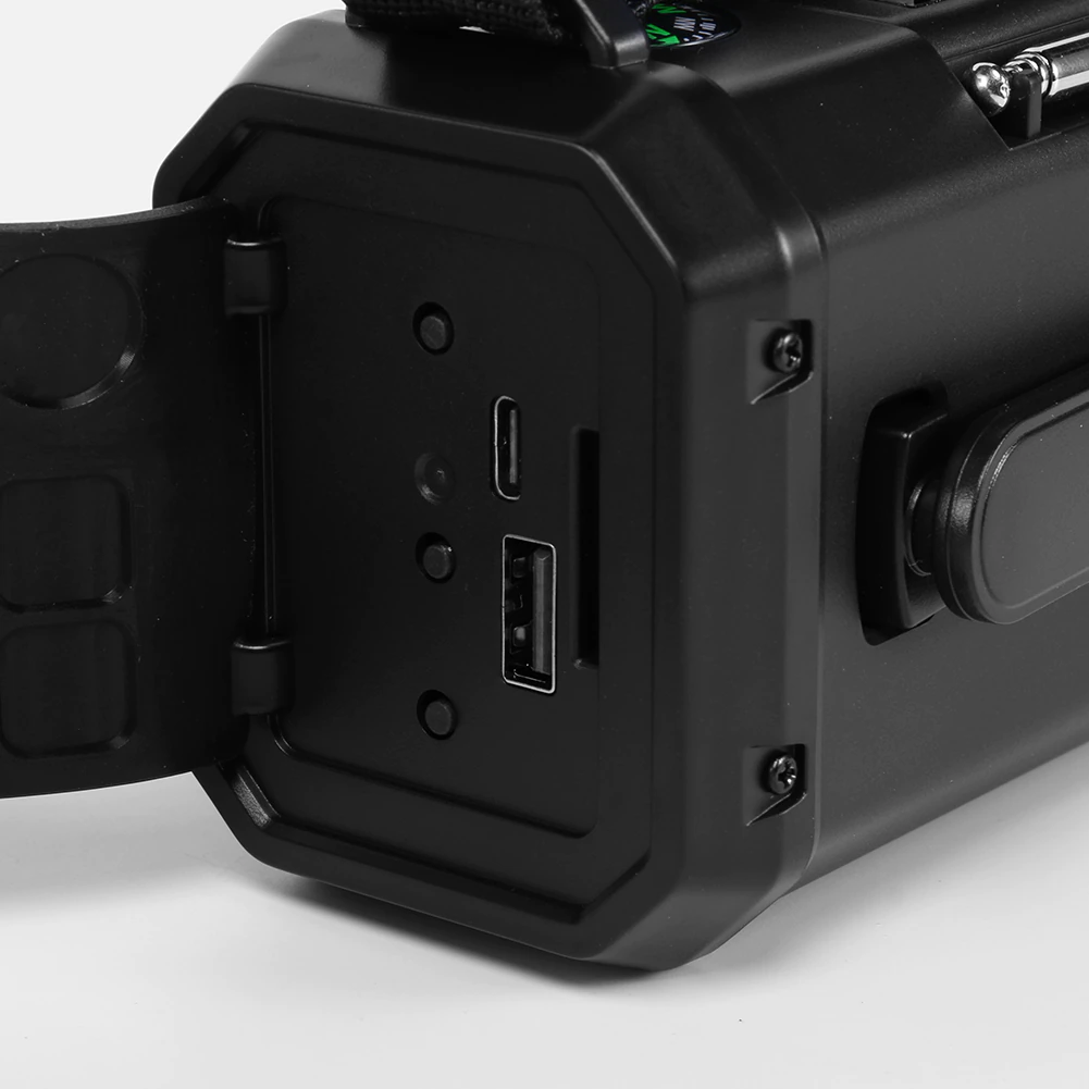 Avarinis radijas – su 10 000 mAh įmontuota baterija, žibintu ir rankine generatoriaus rankena