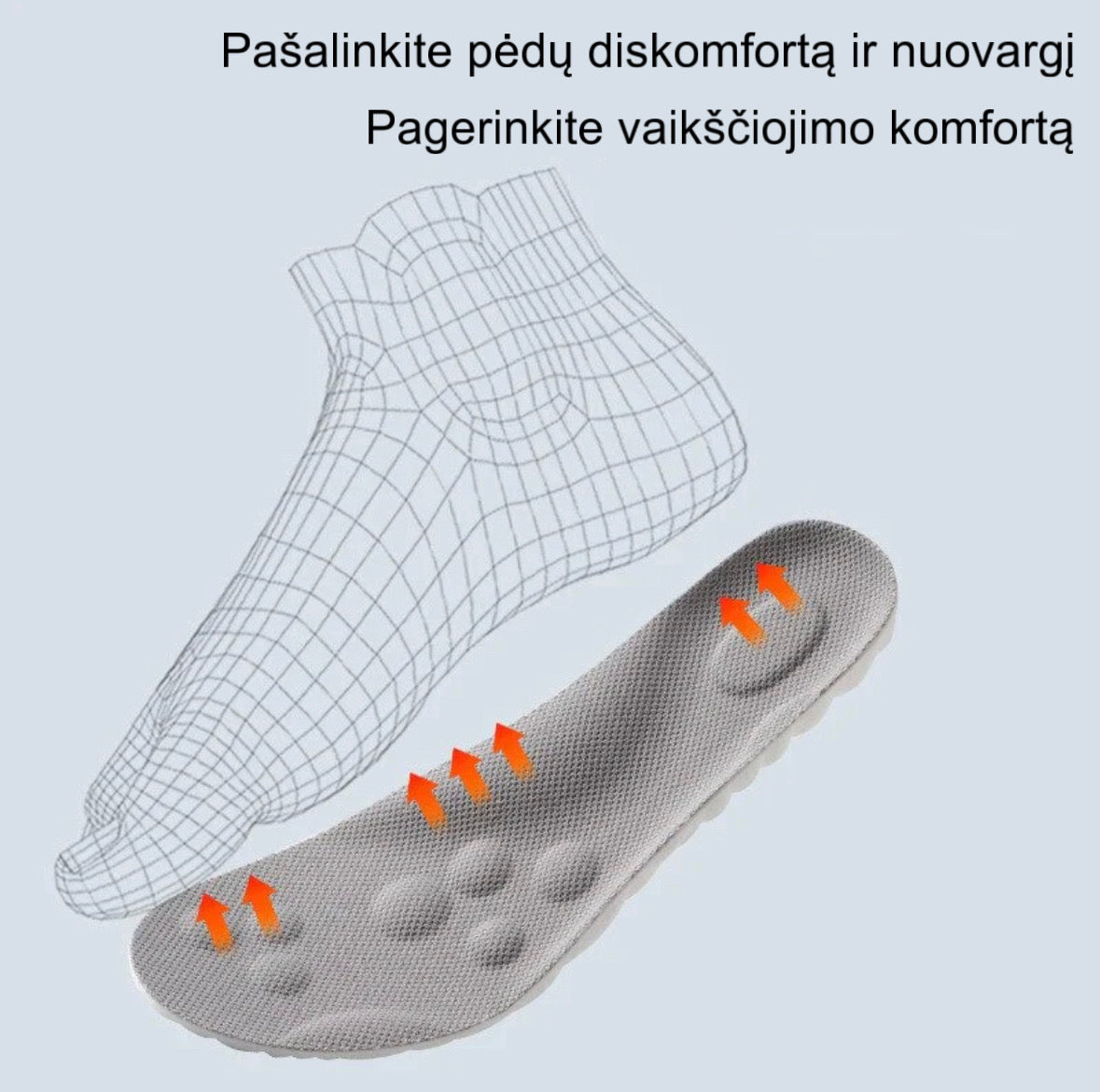 "ComfyPads" Komfortiški masažuojantis vidpadžiai (1 pora + 1 NEMOKAMAI)