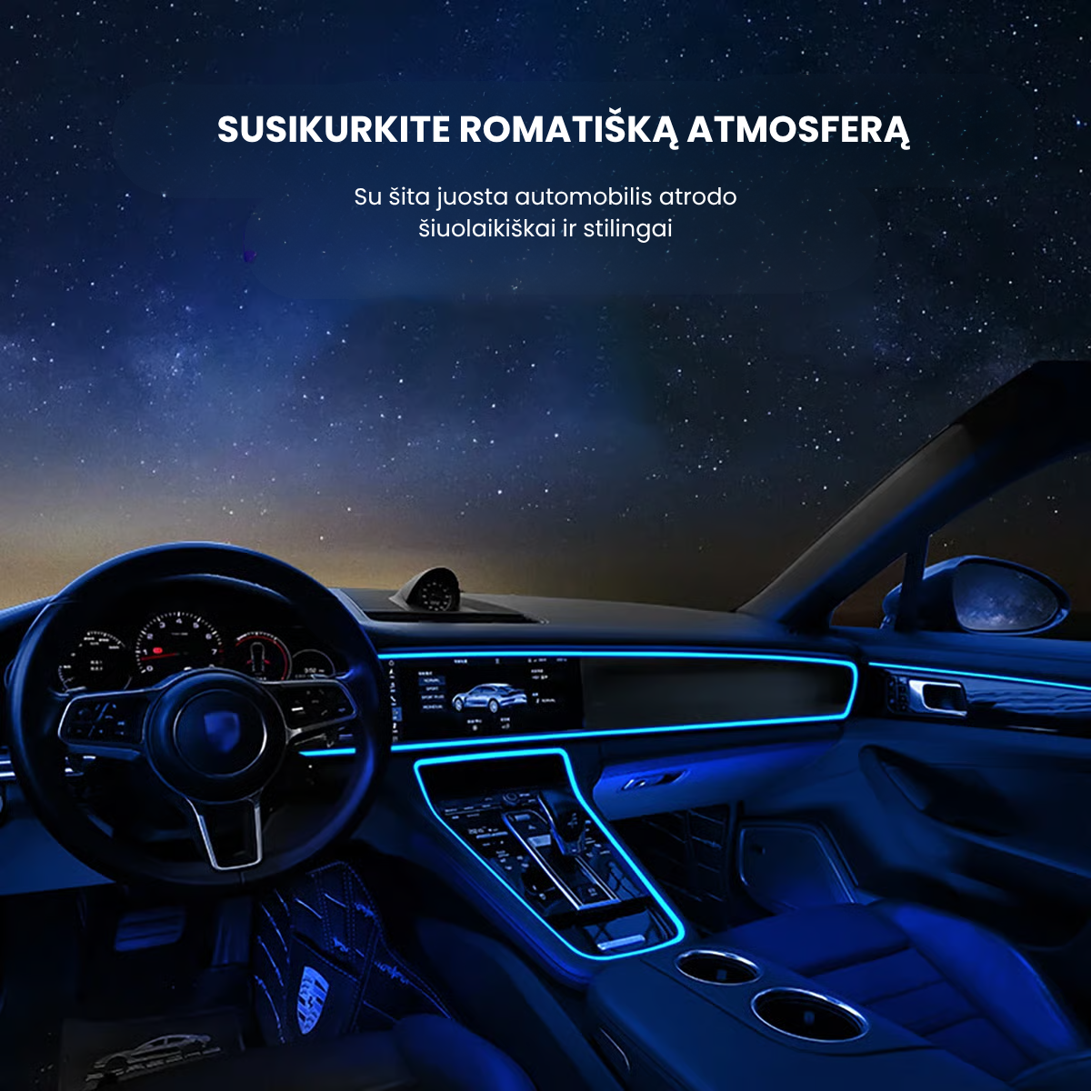 🚗 Automobilio dekoratyvinė RGB LED juosta💡