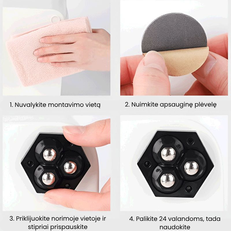 360° besisukantys ratai su trimis ratukais