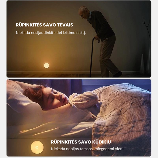 💡 Išmanusis led naktinis šviestuvas su žmogaus judesio indukcija