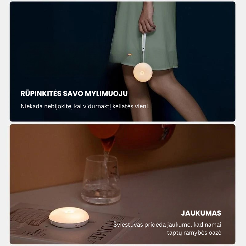 💡 Išmanusis led naktinis šviestuvas su žmogaus judesio indukcija