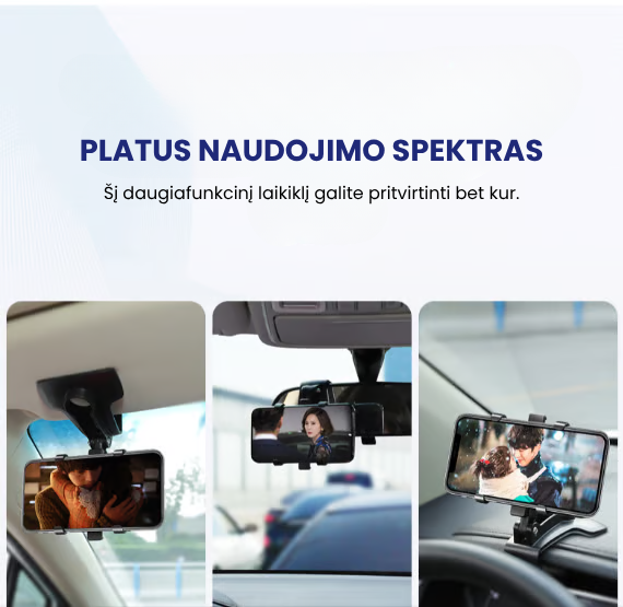 Daugiafunkcis mobiliojo telefono laikiklis automobiliui