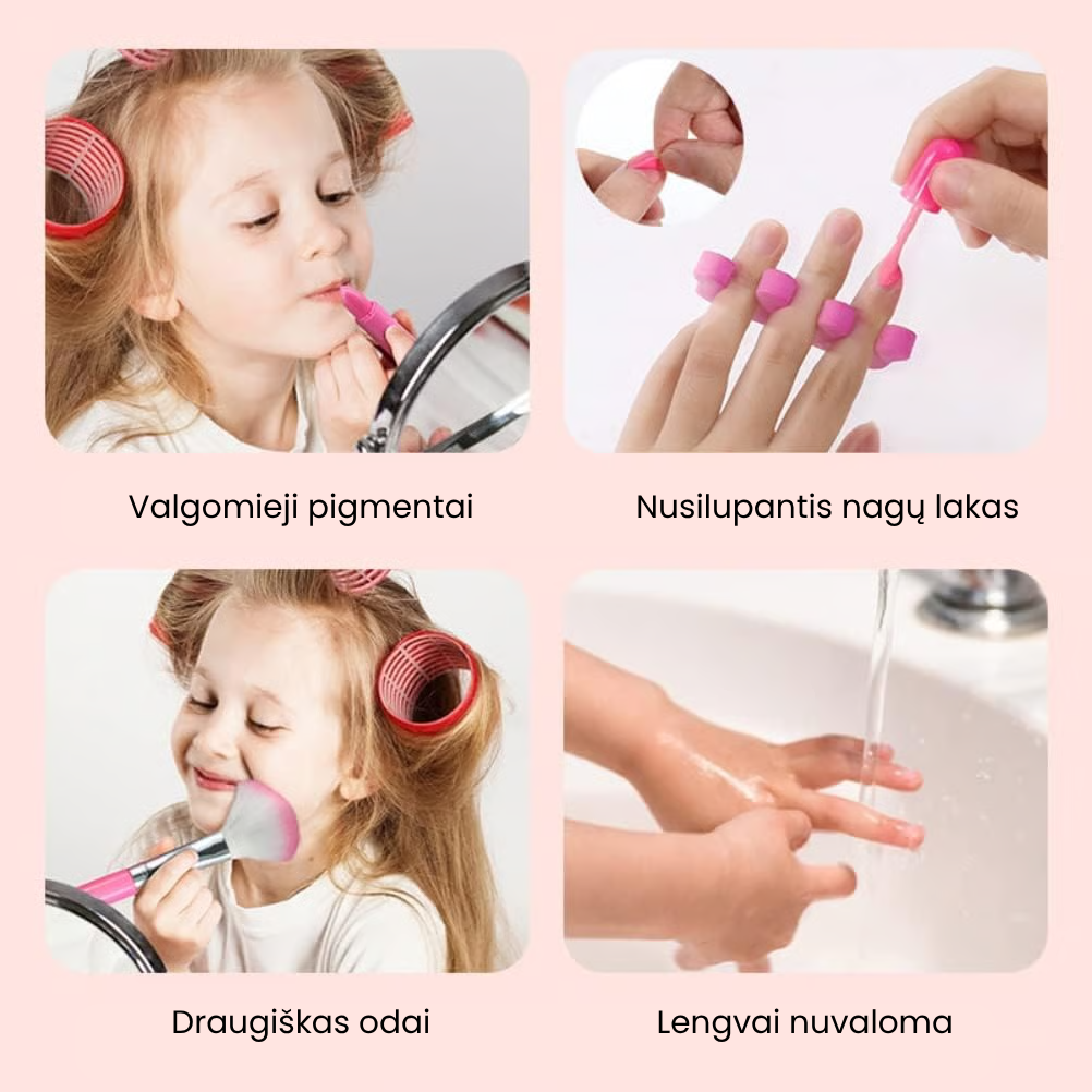 🌸 Vaikiškas nuplaunamas makiažo rinkinys – saugus ir kūrybiškas žaidimas