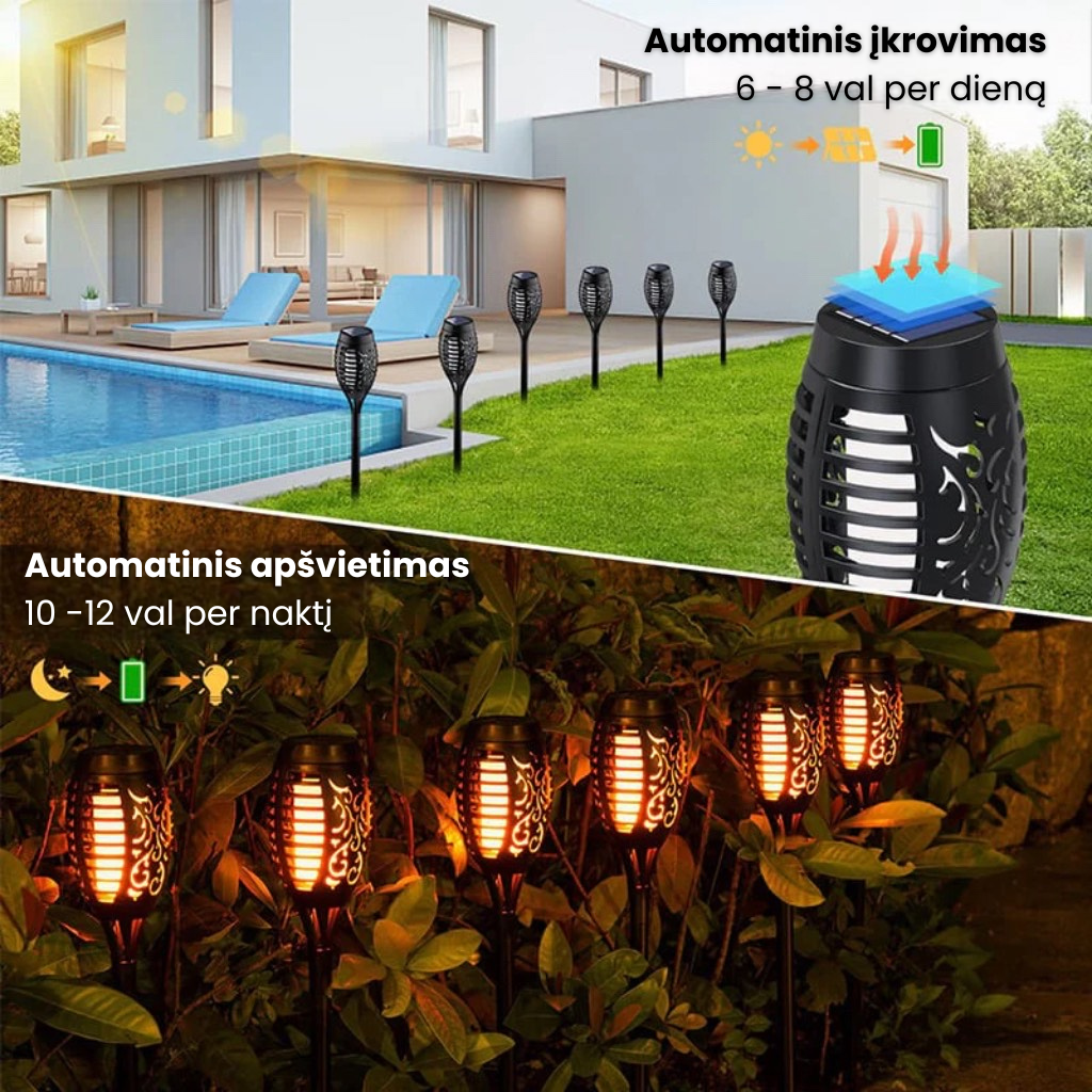 🔥2025 Saulės energija maitinamos lempos – Lauko dekoras su liepsnos efektu