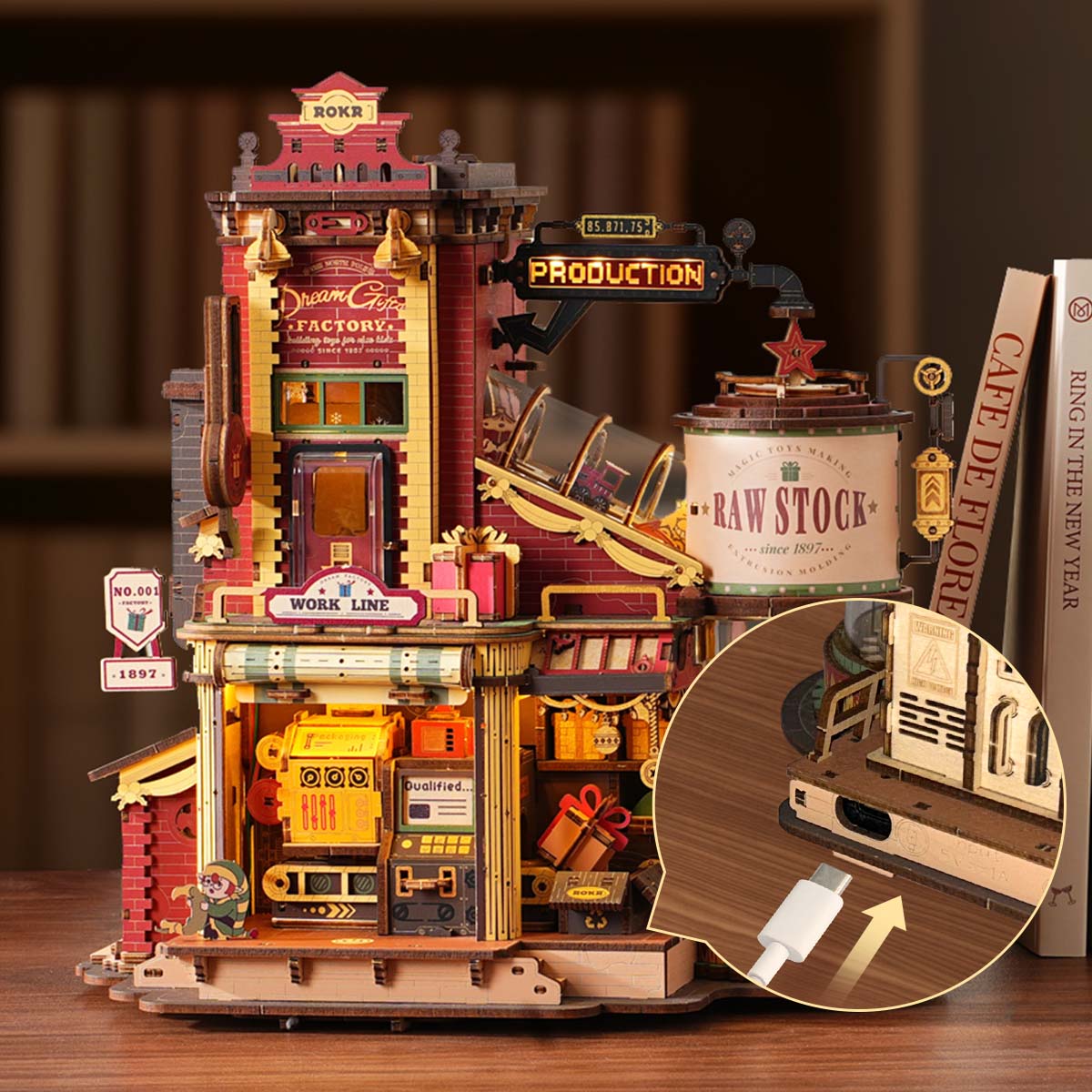 Kalėdų medinė muzikinė svajonių dovanų fabrika