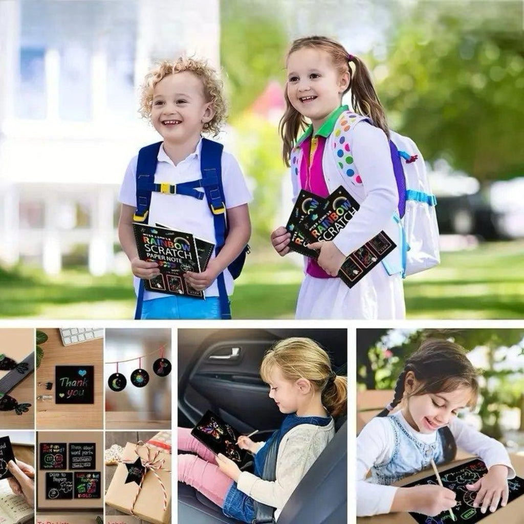 Vaivorykštės braižymo knygelė su mediniu pieštuku