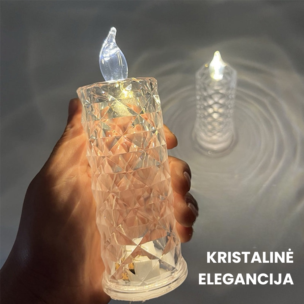 ✨ Žvakidė su kristaline rože – romantiška šviesa be jokio vargo
