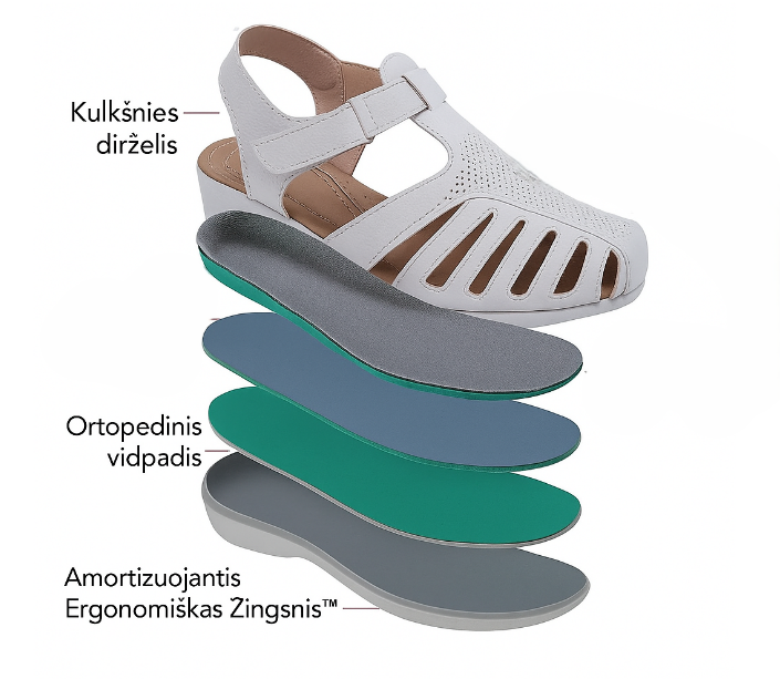 Lengvi ortopediniai odiniai sandalai aukščiausios kokybės