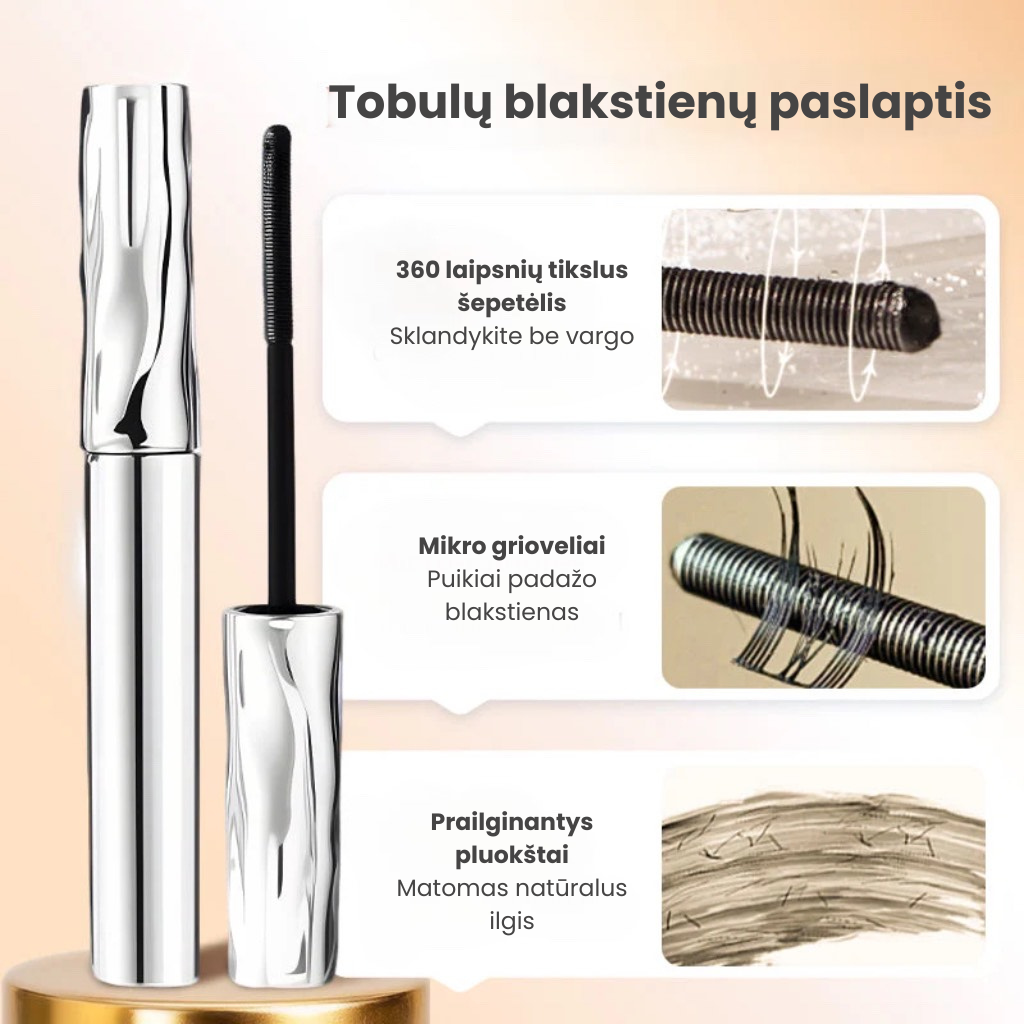 Ilginamasis vandeniui atsparus tušas – praturtintas ﬁbromis, suteikiantis intensyvų užrietimą ir natūralų efektą be gumulėlių 💄👁️
